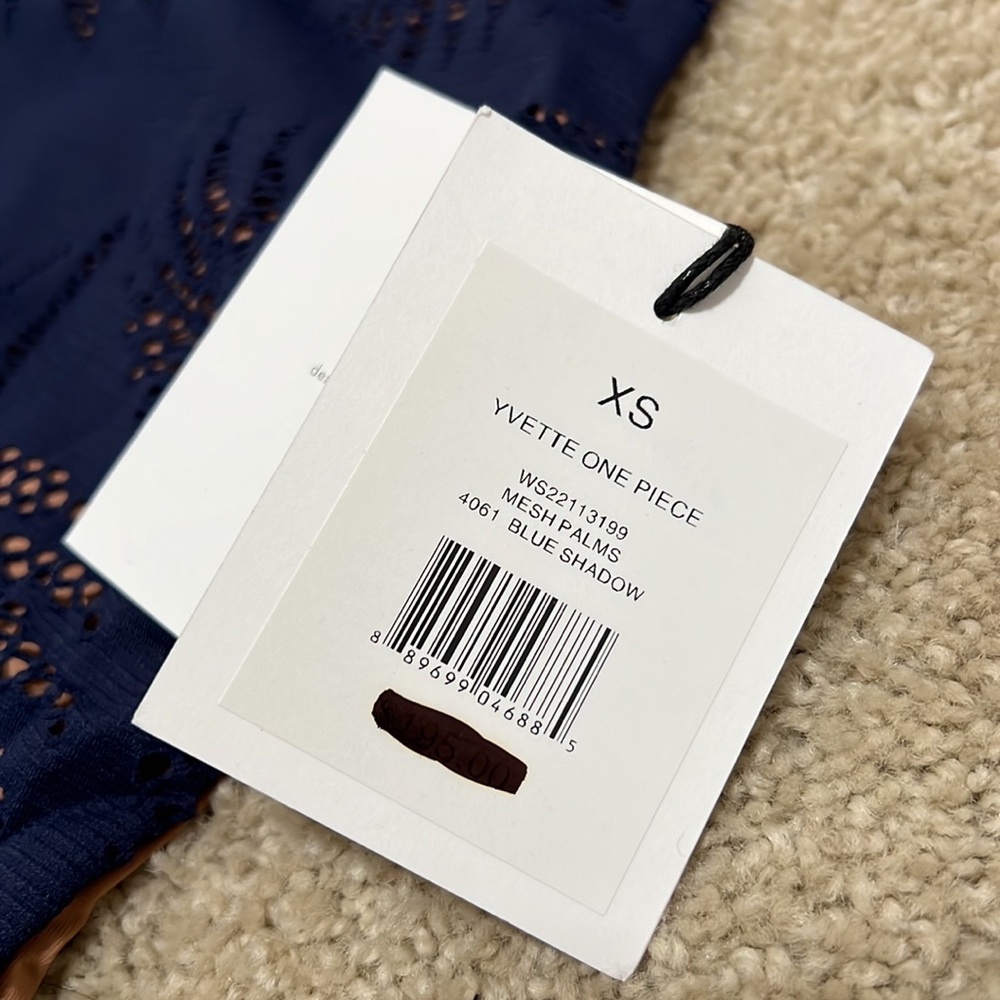 Onia Yvette navy blue palm lace design one piece NWT Size XS - Picture 3 of 5